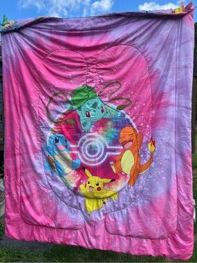 Pokemon Twin Comforter Pillow Sham Pikachu Squirtle Charmander Bulbasaur Set